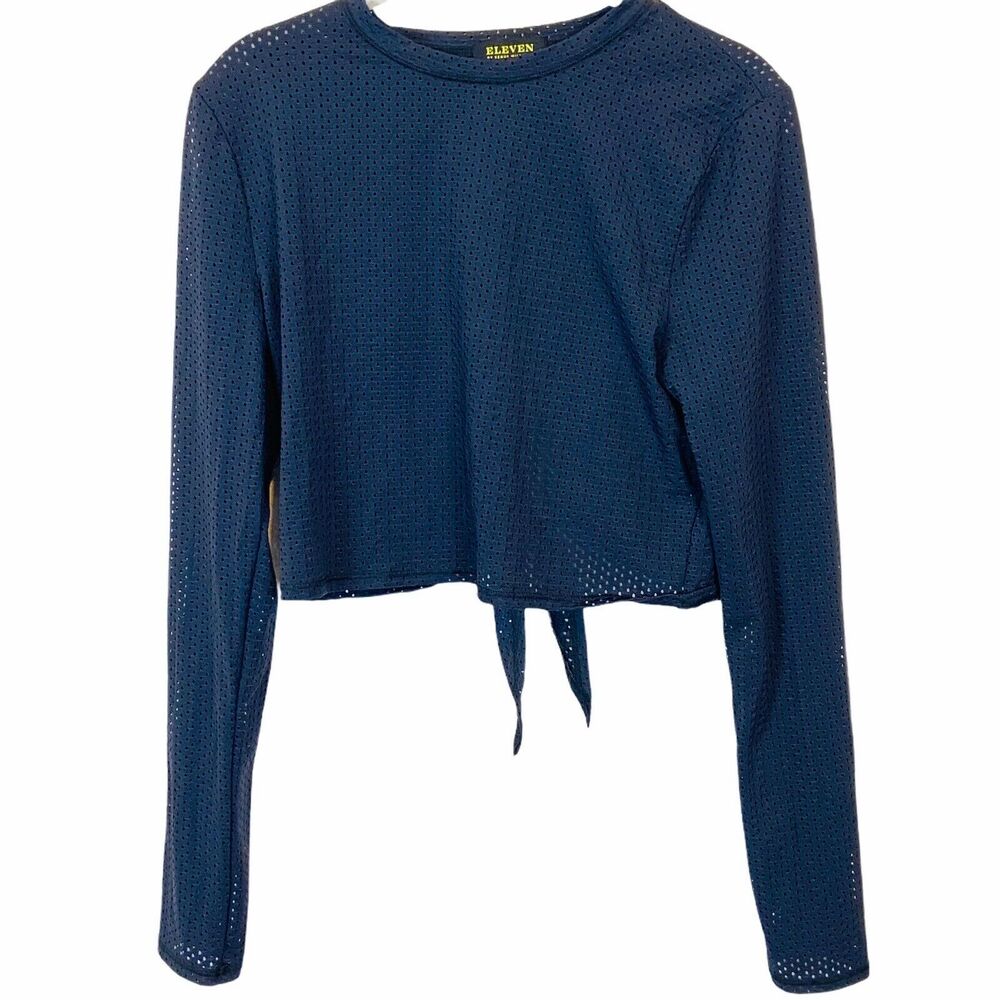 K Swiss Mesh Crop top Eleven Mesh Back Tie Cropped Top Sz L Vanessa Williams